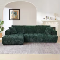 Canapé d'angle convertible en chenille de luxe, grand format, moderne et confortable, avec fonction couchage et mousse à mémoire de forme, idéal pour appartement et hôtel