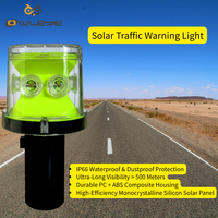 Feux d'avertissement solaires à 6 LED, IP66, PVC, réflecteurs prismatiques, balise lumineuse haute intensité pour la sécurité routière