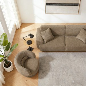 Juego de Muebles para Sala de Estar Dwoo, Diseño Moderno y Minimalista, Sofá Modular de 3 Plazas con Silla Giratoria, para Interiores del Hogar - Product Image 4