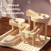 Carrera de mármol de madera para niños, juguetes de bloques de construcción de madera y juego de construcción, juguetes educativos de aprendizaje temprano para bebés pequeños
