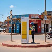 Estación de Carga para Bicicletas Eléctricas ESINO, con Batería Solar, Sistema de Gestión de Baterías (BMS), Protección Contra Sobrecargas, Ruedas, Desbloqueo por Código QR, para Exteriores, para África