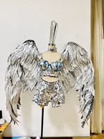 Efun Adult Performance Party Event Angel Wing Costumes Dancer Outfits Miroir Jumpsuit Costume Miroir Robe avec aile à vendre