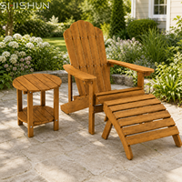 Ensemble de chaises Adirondack d'extérieur, 3 pièces, chaise de patio en polybois PS avec repose-pieds et table d'appoint, vis en acier inoxydable, emballage KD