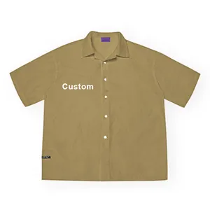 2022 Benutzer definierte Herren Button Down Shirts Etiketten Plain Casual Vintage Sommer gedruckt Weiß Kurzarm Camp Cuban Collar Shirts