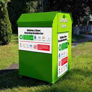 Chine métal acier extérieur rue vêtements livres vert donation bin recyclage vêtements boîte centre de don