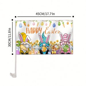 Drapeau de fenêtre de voiture à thème Pâques Lapin, 12x18 pouces, avec logo personnalisé, à prix abordable - Product Image 3