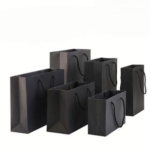 Sacs cadeaux en papier noir avec poignées, logo personnalisé, pour vêtements, vente au détail et emballages promotionnels - Product Image 2