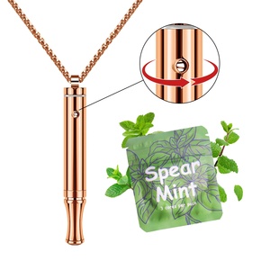 Collar de oro rosa con aromaterapia de menta verde, núcleos de aromaterapia, flujo de aire ajustable, ventilación giratoria, colgante para dejar de fumar y aliviar la <span class=keywords><strong>ansiedad</strong></span> - Product Image 1