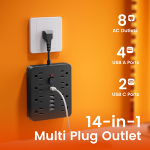 US-Stecker 8-fach Steckdosenleiste mit USB Überspannungsschutz Smart Cube Mehrfachsteckdose mit Überspannungsschutz - Product Image 5