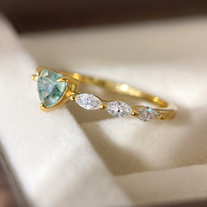 Anillos de Compromiso y Boda de Ágata Musgosa con Incrustaciones de Diamantes, Chapados en Oro de 18K, para Mujer, Regalo de Aniversario, Amuleto de Buena Suerte, Venta al Por Mayor - Product Image 2
