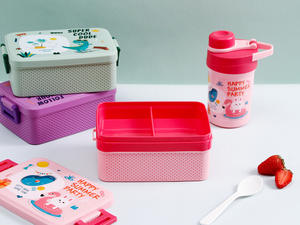 Grosir kotak Bento PP kotak penyimpan makanan microwave untuk anak-anak kotak makan siang kartun dengan cangkir air - Product Image 4