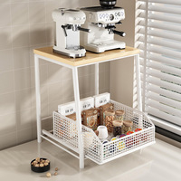 Étagère à café en métal empilable à 2 niveaux, meuble de rangement, table de bar, support pour sachets de thé, pain, desserts, capsules de café, tasses