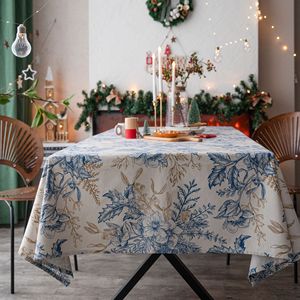 <span class=keywords><strong>Mantel</strong></span> Navideño Ychon con Estampado de Piñas Azules, <span class=keywords><strong>Mantel</strong></span> Rectangular de Tela para Decoración de Mesa de Comedor - Product Image 1