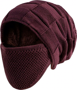 Knit Balaclava Full Face Black Winter Acrylic Unisex Adult Outdoor Wear 56-58CM Plain Style - Product Image 5