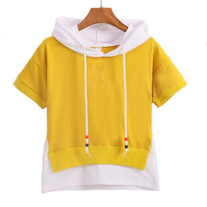 Camiseta Infantil de Dos Colores con Dobladillo Curvo y Capucha, Diseña la Tuya Propia, de Proveedor de Oro - Product Image 2