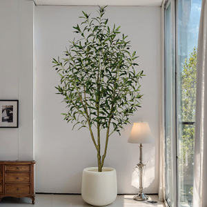 Grand olivier artificiel réaliste, style nordique, plante artificielle en pot, verdure d'intérieur pour la décoration de salon et de fenêtre - Product Image 4