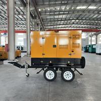 Générateur diesel silencieux sur remorque, 50KVA 60KVA 70KVA 80KVA 90KVA 100KVA 120KVA 150KVA 200KVA, prises personnalisées, démarrage automatique