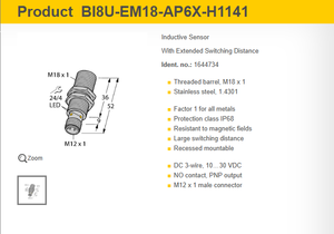 Sensores inductivos de proximidad originales, completamente nuevos, modelos BI5-S18-AZ3X/S97, BI4U-EM12WD-AP6X-H1141/3GD, BI8U-EM18-AP6X-H1141 - Product Image 2