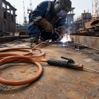 Kabel Las Ekstra Fleksibel Tembaga EPR/HOFR Karet 16-120mm Arus Tinggi 200A-600A Tahan Minyak Tahan Api untuk Pengelasan Busur