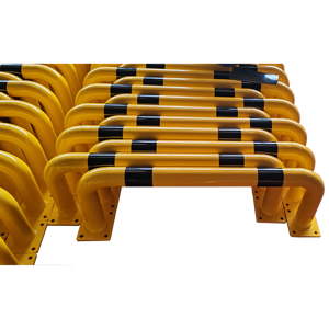 Colonne tubulaire ronde de stationnement <span class=keywords><strong>en</strong></span> métal <span class=keywords><strong>en</strong></span> forme de <span class=keywords><strong>U</strong></span> jaune et noir avec base carrée - Product Image 5