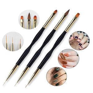 3 pièces Pinceaux multifonctions pour nail art, pour détails, peinture, rayures, <span class=keywords><strong>dessin</strong></span>, double embout, pour gel et acrylique, outils pour ongles - Product Image 1