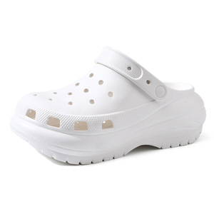 Women's Crocs Summer EVA Thick Soled Non Slip Beach <b>Slippers</b> 5cm Heel Height Solid Color Versatile <b>Clogs</b> - Product Image 5
