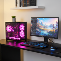 Boîtier de jeu Pcooling pour ordinateur ATX ITX M-ATX, tour moyenne, personnalisable, boîtier de PC gamer, couleur noire transparente, boîtier d'ordinateur