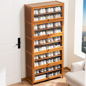 Zapatero de madera con puertas de vidrio, almacenamiento a prueba de polvo para uso en interiores, pasillo, entrada, balcón, escalera - Product Image 3