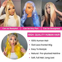 Perruques en cheveux humains HD transparentes blondes 613 lisses, densité 180, avec dentelle frontale 13x4 pour femmes, perruque frontale en dentelle de cheveux péruviens bruts