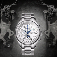Montre mécanique de luxe Carnival pour homme, automatique, tourbillon apparent, cadran à aiguilles, bracelet en cuir 20 mm, verre saphir, étanche