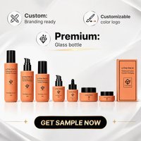 Nouvel ensemble de flacons pulvérisateurs ronds à épaules plates pour soins de la peau, ensemble d'emballages de crème corporelle orange mat, flacons et pots cosmétiques en verre