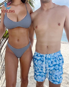 Bikini de lujo para mujer, ropa de playa con microtriángulo, traje de baño de secado rápido de Color personalizado para parejas, traje de baño corto para <span class=keywords><strong>hombre</strong></span> - Product Image 3