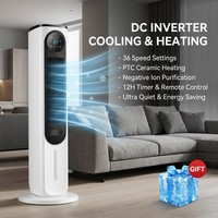 Ventilateur de climatisation compact à colonne, grand réservoir de 10 L, double fonction de refroidissement et de chauffage, avec 36 vitesses de vent haute performance pour un gain de place