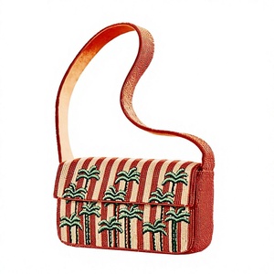 Premium Unique Striped Design Rectangular <b>Cute</b> Handbag High Quality Cotton Textile Craft Pink Green White Colorful Design - Product Image 6