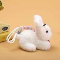 Kacamata Novelty dan Gantungan Kunci Kelinci Plush Dekorasi Ceri Aksesoris Kelinci Putih Lembut Mainan Mini untuk Tas Sekolah