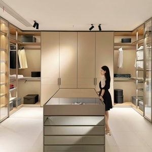 BALOM Modern Aluminum Frame Glass <b>Sliding</b> Door Walk in Closet Modular Custom Bedroom Furniture OEM Factory - Product Image 1