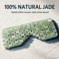 Masque pour les yeux en véritable pierre de jade avec rouleau assorti - Masseur facial rafraîchissant pour réduire les poches et lutter contre le vieillissement - Utilisation durable à domicile et en salon