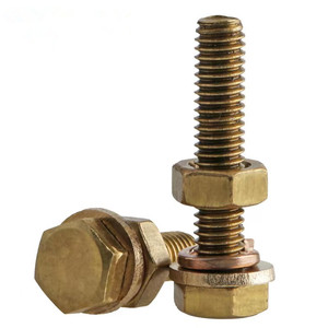 Pernos de combinación con almohadilla elástica plana de latón, sujetadores roscados hexagonales exteriores para equipos industriales - Product Image 5