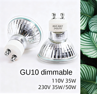 Coupe de lampe halogène à intensité variable MR11 MR16 GU10 12V 35W 50W faisceau large 120 ° 2700K pour faire fondre la chaleur de reptile de cire