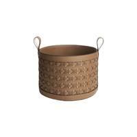 Panier de rangement en cuir tressé à la main de luxe léger avec poignée pour salon et courses