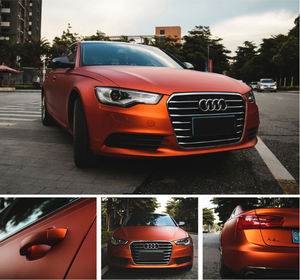 Film Vinyle Adhésif Mat PVC/PET Orange pour Voiture, Effet Peinture Originale, Sans Bulles, Décalcomanie Intérieure/Extérieure, Film DIY pour Changement <span class=keywords><strong>de</strong></span> Couleur <span class=keywords><strong>de</strong></span> Voiture - Product Image 3