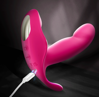 Gode vibrant rouge rose USB rechargeable sans fil, télécommande, jouet sexuel, masturbateur, culotte en silicone, baguette vibrante de massage