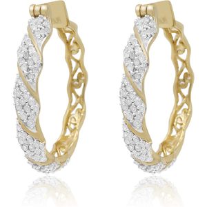 Ornaatis Diamond <b>Huggie</b> Hoop Earrings 1.13 Cttw Round Cut Yellow Gold Over Sterling <b>Silver</b> Women's Everyday Wear - Product Image 1