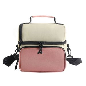 Modern Eco-Friendly Double Layer Insulated Polyester Adult Lunch <b>Box</b> <b>Large</b> Tote Bag Adjustable Strap Front Pocket Mesh Side <b>Gift</b> - Product Image 4