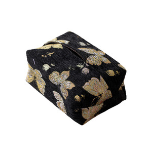 Caja de pañuelos de brocado estilo chino nuevo, diseño de mariposa dorada con tinta de colores, tela de algodón y lino duradera para sala de té y sala de estar - Product Image 5