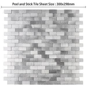 Impermeável 3D Wall Decor Metal Retângulo Retro Art Cozinha Backsplash Mosaico <span class=keywords><strong>Tile</strong></span> Casca e Vara - Product Image 4