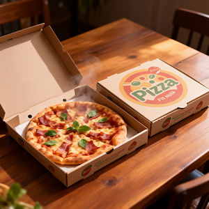 Boîtes d'emballage pliables en kraft pour pizza, personnalisables, jetables, avec compartiments, pour l'emballage alimentaire - Product Image 2