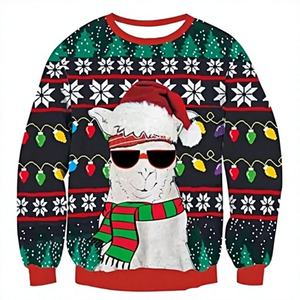 FNJIA <strong>Men</strong> Cool Alpaca Santa Sunglasses Ugly Christmas Sweater <strong>XMAS</strong> Knit Christmas <strong>Jumper</strong> - Product Image 4