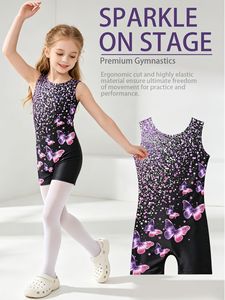 <span class=keywords><strong>Justaucorps</strong></span> pour filles à imprimé dégradé, sans manches, unitard de gymnastique brillant, body court, costume de danse pour enfants, <span class=keywords><strong>justaucorps</strong></span> de gymnastique - Product Image 2