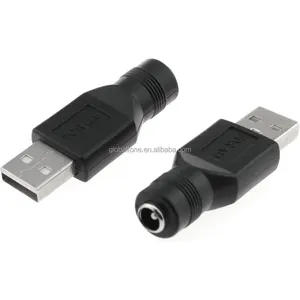 USB 2.0 um macho para 5,5 milímetros x 2,1 milímetros fêmea DC Power Converter Charger Adapter